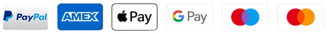 Accepted payment methods - PayPal, Amex, Apple Pay, Google Pay, Mastercard
