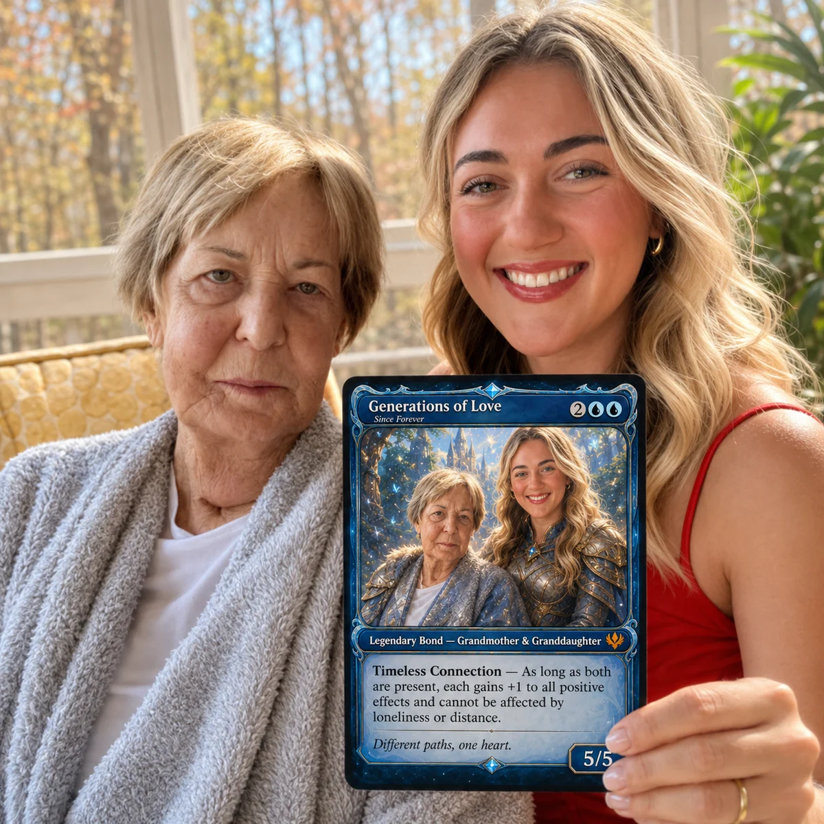 Custom fantasy card held in hand