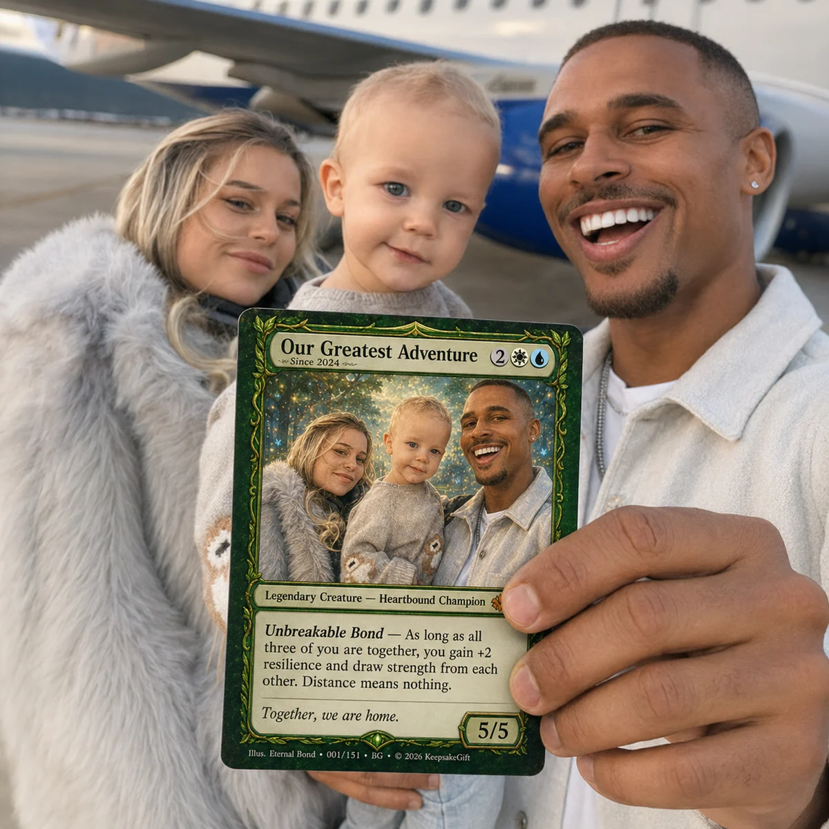 Family fantasy card held in hand