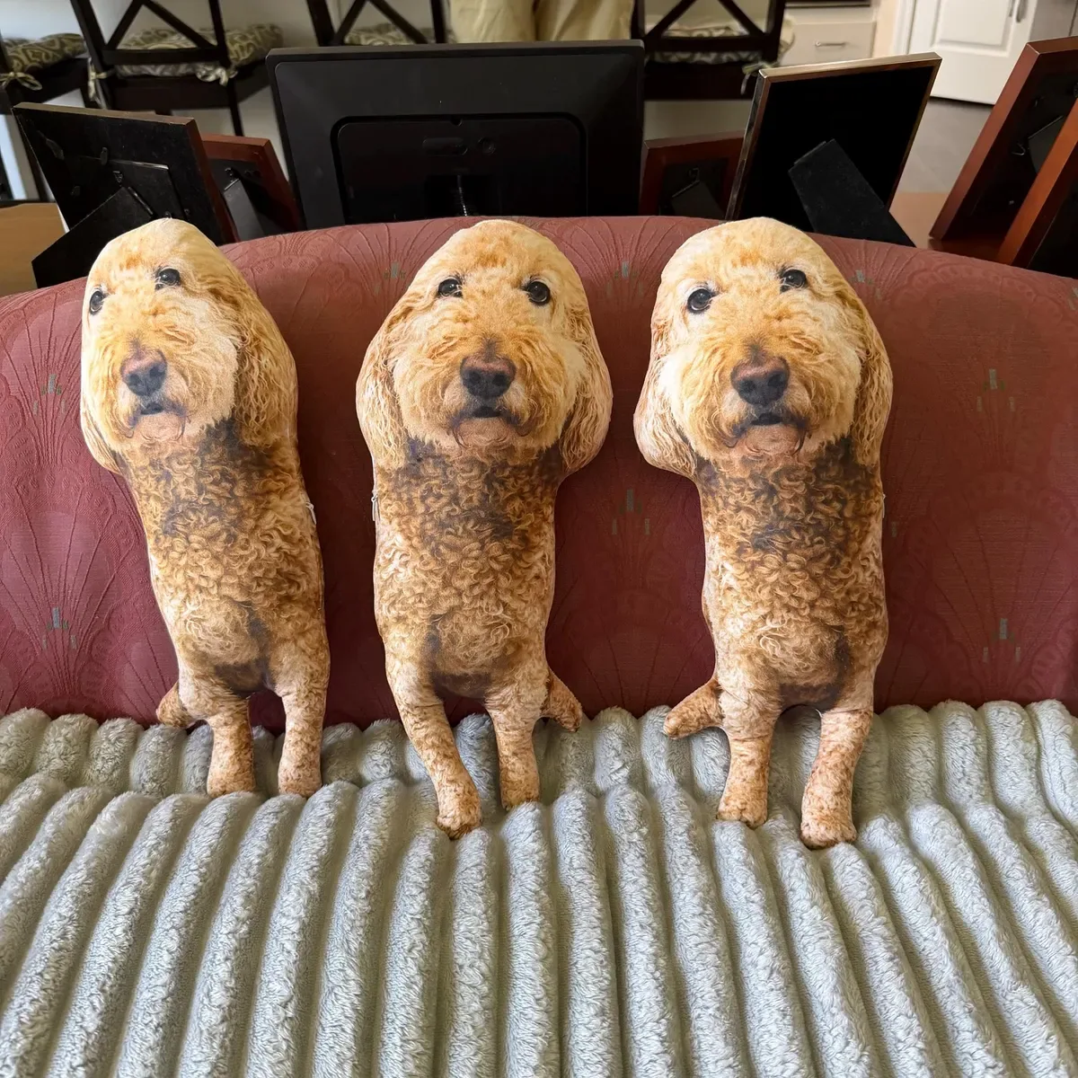 Three custom dog pillows